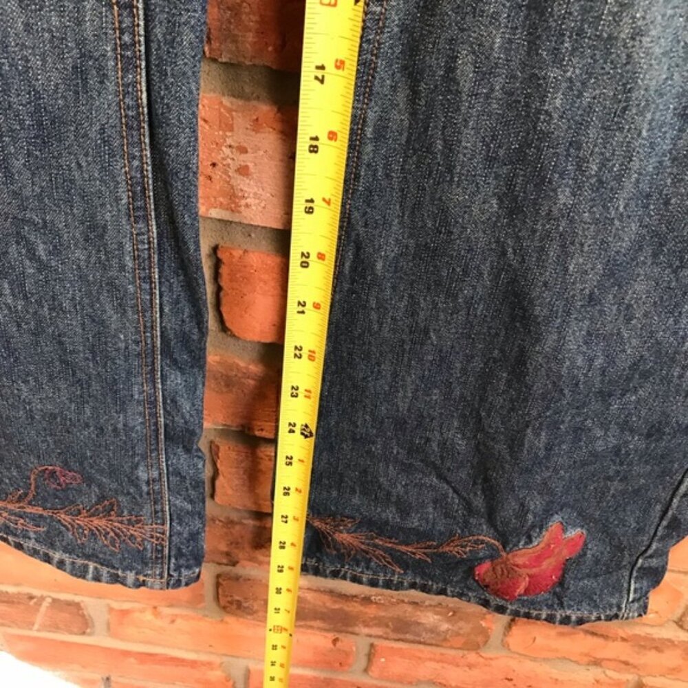 Prenatal Vintage Y2K Floral Embroidered Flare Jeans Mid High Rise Straight Leg 8 - Picture 13 of 15